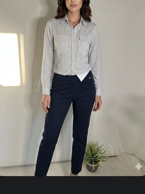 ANNE KLEIN Alfani Black and White Geometric Button-Up Shirt